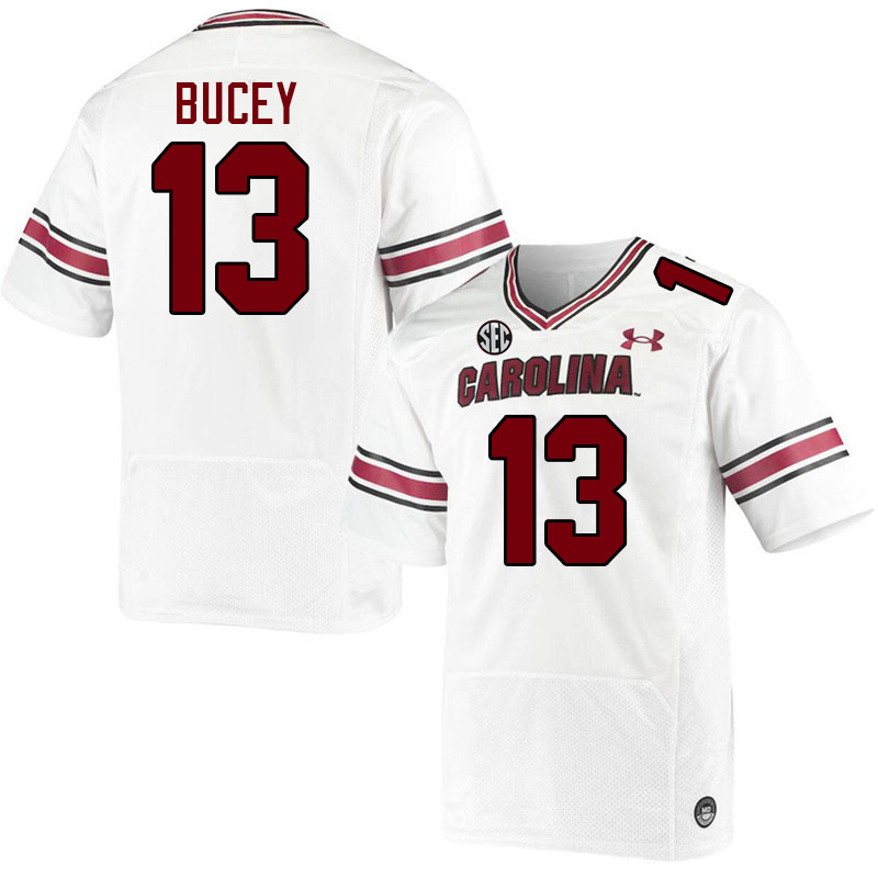 Men #13 David Bucey South Carolina Gamecocks College Football Jerseys Stitched-White
